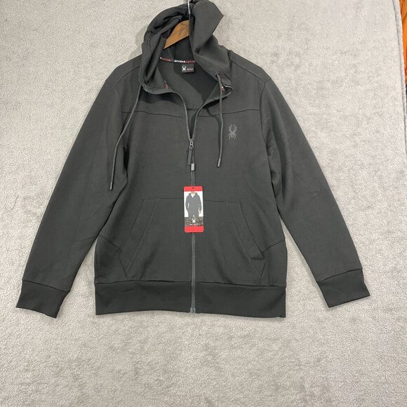 NEW Spyder Active Mens Black Full-Zip Hoodie With Logo  Medium- H1103 - Picture 1 of 8